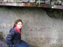 Christine by a marker stone at newgrange